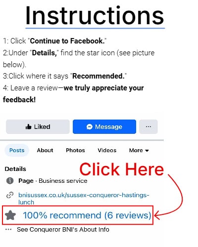 Instructions for leaving a review on Facebook